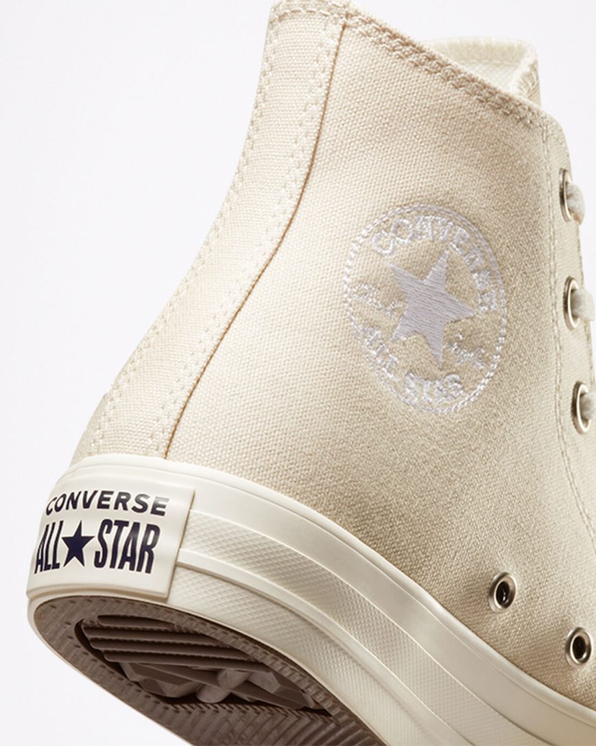 Tenis Converse Chuck Taylor All Star Embroidered Floral Cano Alto Feminino Bege Branco | PT P087534